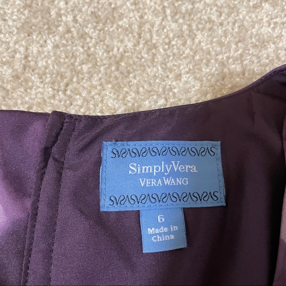 Simply Vera by Vera Wang Sleeveless Ruched Paint Grid Purple Dress - Picture 6 of 7